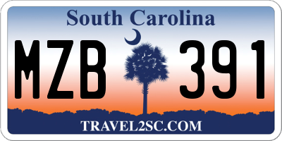 SC license plate MZB391