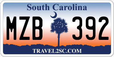 SC license plate MZB392
