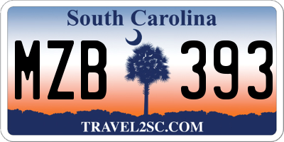 SC license plate MZB393