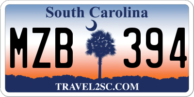 SC license plate MZB394