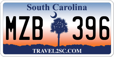 SC license plate MZB396