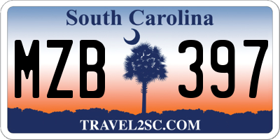 SC license plate MZB397