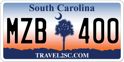 SC license plate MZB400
