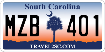 SC license plate MZB401