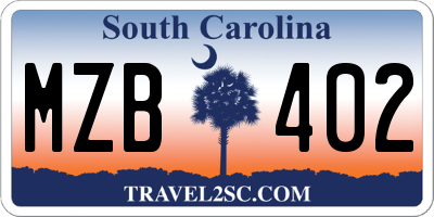 SC license plate MZB402