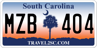 SC license plate MZB404