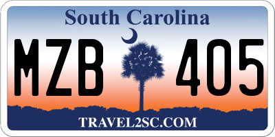 SC license plate MZB405