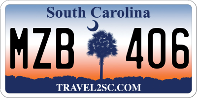 SC license plate MZB406