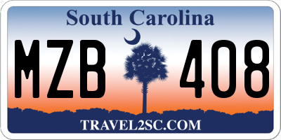 SC license plate MZB408