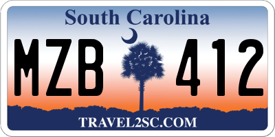 SC license plate MZB412