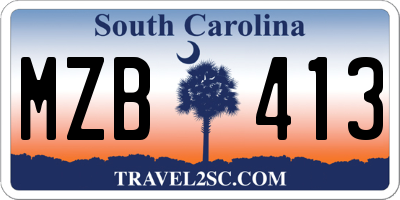 SC license plate MZB413