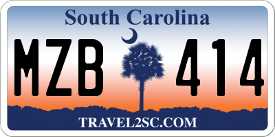 SC license plate MZB414