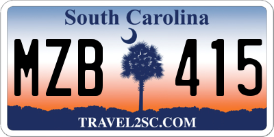 SC license plate MZB415