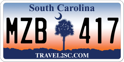 SC license plate MZB417