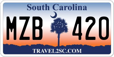 SC license plate MZB420