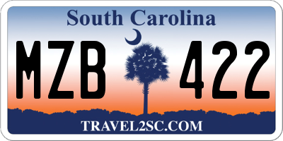SC license plate MZB422