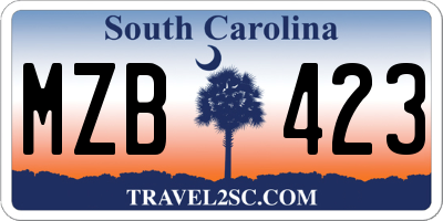 SC license plate MZB423
