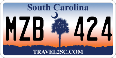 SC license plate MZB424