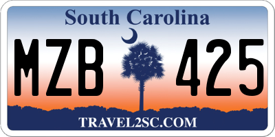 SC license plate MZB425