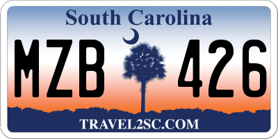 SC license plate MZB426