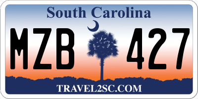 SC license plate MZB427