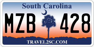 SC license plate MZB428