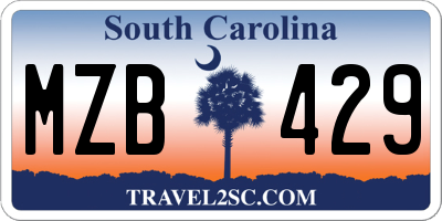 SC license plate MZB429