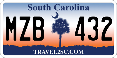 SC license plate MZB432