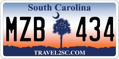 SC license plate MZB434