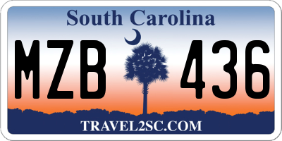 SC license plate MZB436