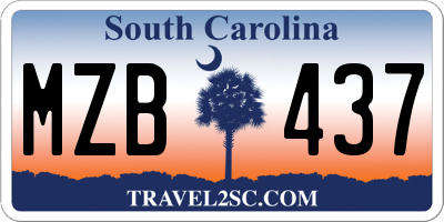 SC license plate MZB437