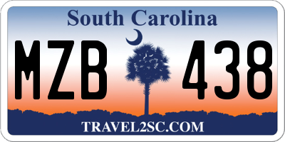 SC license plate MZB438