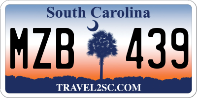 SC license plate MZB439