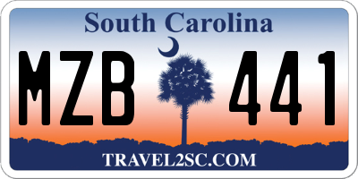 SC license plate MZB441