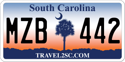 SC license plate MZB442