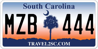 SC license plate MZB444