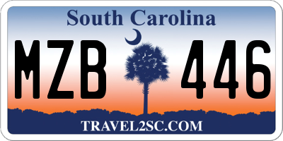 SC license plate MZB446