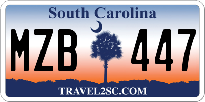 SC license plate MZB447