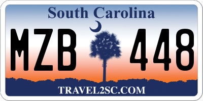 SC license plate MZB448