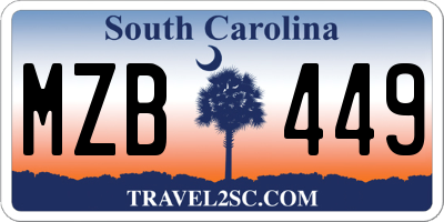 SC license plate MZB449