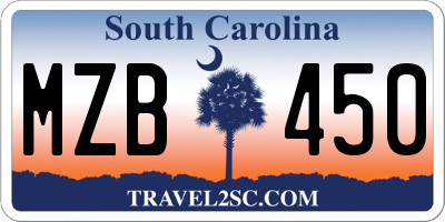 SC license plate MZB450