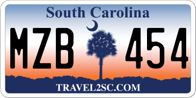 SC license plate MZB454