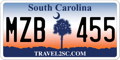 SC license plate MZB455