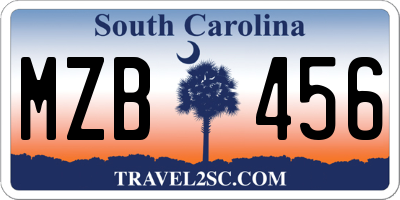 SC license plate MZB456