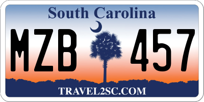 SC license plate MZB457
