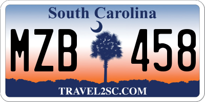 SC license plate MZB458