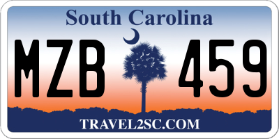 SC license plate MZB459