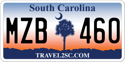SC license plate MZB460