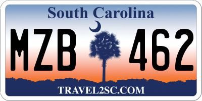 SC license plate MZB462