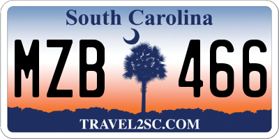 SC license plate MZB466